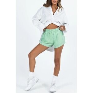Princess Polly Women's Green Stripe Beach House Shorts Size 8